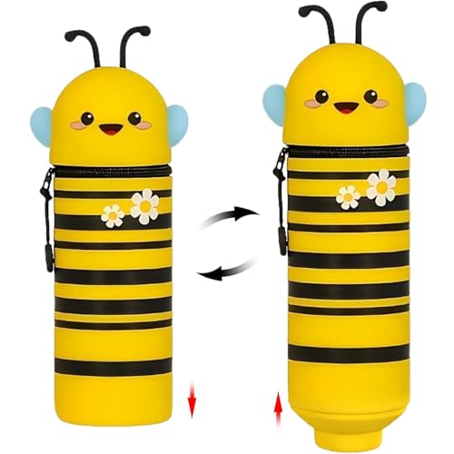 MLPKOI Trousse Kawaii Animaux, 2 en 1 Trousse en Silicone Souple pour l'École, Ttrousse Silicone, Porte-stylos de Table, Étui Moelleux, Fermeture à Glissière, pour Fille et garçon