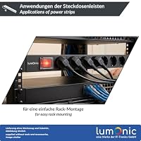 Lumonic 10" Steckdosenleiste | PDU 4-Fach | ohne Schalter | 1HE, Aluminiumlegierung, schwarz | 2m Anschlusskabel 3G1,5 | 45° Schuko-Steckdose | kurzzeitig max. 3680W | Rack, Serverschrank – Ansicht 2