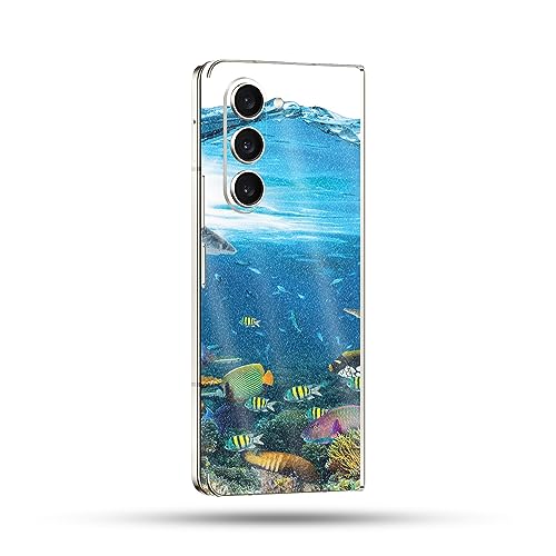 Image of MightySkins Glossy Glitter Skin Compatible with Samsung Galaxy Z Fold 5 Full Wrap - Below The Waves | Protective Durable High-Gloss Glitter Finish | Easy to Apply & Change Styles | Made in The USA
