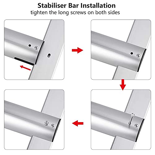 Image of Lukia Aluminium Portable and Extension 16.5 Feet (5 Meter) Telescopic Folding Aluminium Ladder for Household and Outdoor, 13 Steps, Anodized Silver with Safety Lock