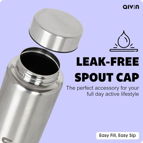 Image of Aivin Intense Stainless Steel Water Bottle | Leak proof & break-proof | Lid is sealed by a silicone ring | Best Usage for Office /School /College /Gym /Picnic /Home /Fridge |1 Litre | Silver (Intense)
