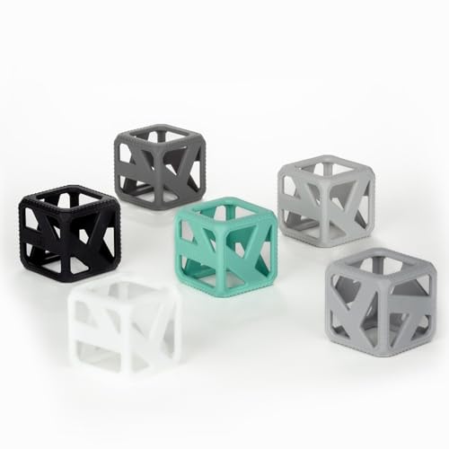 Image of Malarkey Kids Stack N Chew - Mini Cubes Baby Chew Toy Monochrome - Develops Fine Motor Skills, Increases Grip Strength, Stimulates Hand-Eye Coordination (Monochrome)