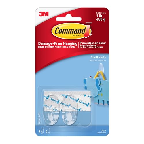 Command Small Clear Oval Hooks, Indoor Use, 2-Hooks, 4-Strips, Decorate Damage-Free - image 1