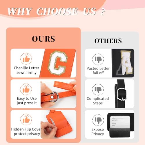 Etiqueta de bagagem inicial C para malas, couro sintético personalizado carta etiquetas de bagagem c