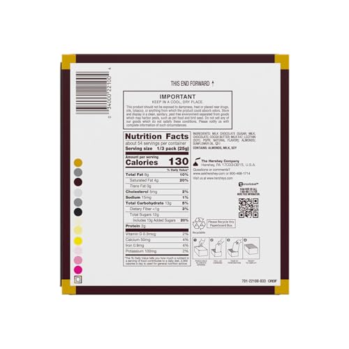 image for HERSHEY'S Milk Chocolate with Whole Almonds Candy Bars, 2.6 oz (18 Cou
