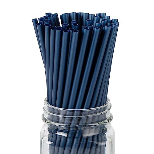 Restaurantware-Basic Nature 8.3 Inch Disposable Straws, 100 Sustainable Straws - Sturdy, Won't Alter Flavors, Midnight Blue PLA/PBAT Straw, For Hot And Cold Drinks