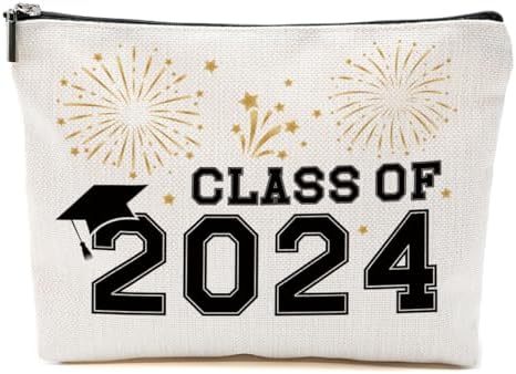 2024 Graduation Graduation Gifts Makeup Bag Class of 2024 Cosmetic Bag Inspirational Congratulations Gift College University Senior Gifts for Women Girls PHD Graduation Party Travel Toiletry Bag