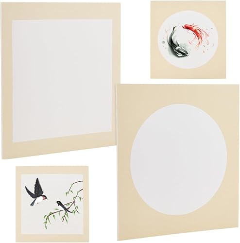 PH PandaHall Xuan Paper 20 piezas de papel Shikishi premontado, papel chino crudo Shikishi, suministros de caligrafía china, papel de arroz para