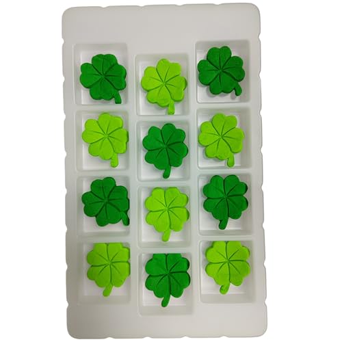 Edible Shamrock Cake Decorations, 12pcs Green Leaf Icing Decoration, St.