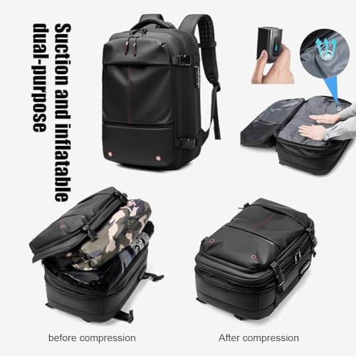 Sac à Dos De Voyage Sous Vide 60L Avec Pompe Intégrée - Extensible, Compartiment Ordinateur, Anti-Vol, Pour Avion, Affaires, Randonnée