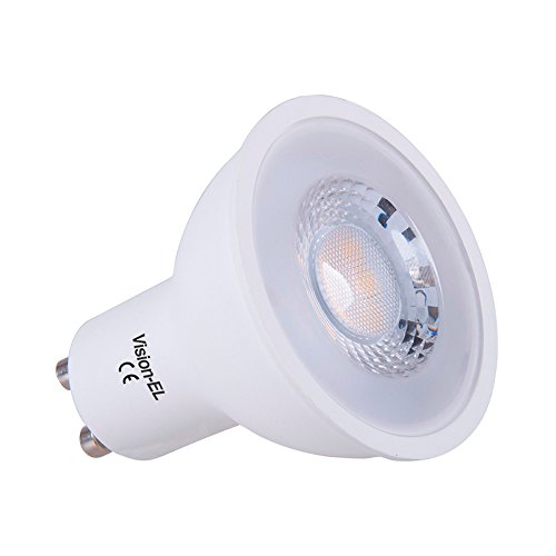 Vision-EL 778182 Ampoule LED GU10 Spot 7W Dimmable 3000°K, Aluminium/PC, 7 W, Blanc