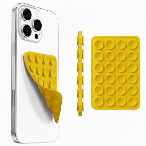 Image of GooseBox Suction Phone Case, Silicone Suction Phone Case for Hands-Free Mobile Accessory Holder Grip, Video Phone Accessory Compatible Mirror, Shower (Yellow, Pack of 1)