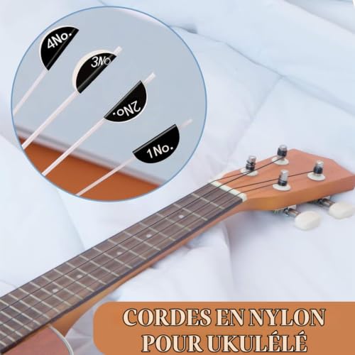WHYCNJL 2 Jeu De Cordes Nylon Ukulele 4 -string Set,New Nylgut,Concert/Soprano Ball End Cordes Nylon Ukulele,Blanc – vue 5