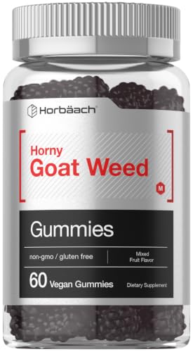 Horbäach Horny Goat Weed | 60 Gummies | Mixed Fruit Flavor | Includes Maca | for Men & Women | Vegan, Non-GMO, and Gluten Free Formula