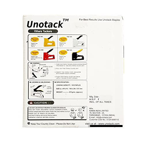 Image of TS-823 Heavy Duty Metal Gun Tacker (Robust Aluminum Structure, Comfort Grip Rubber Handle, Lock Down Handle for Storage, Ideal for Upholstery & Carpentry)