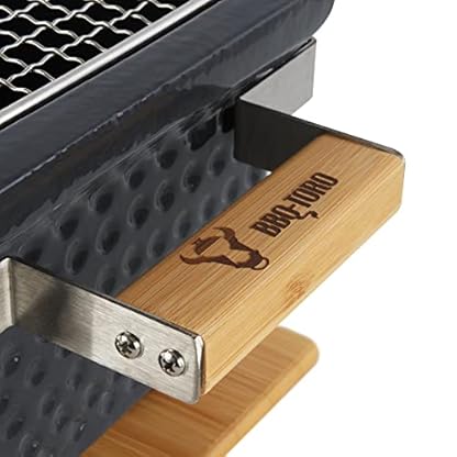 BBQ-Toro Keramik Tischgrill mit Holzunterlage | 50 x 23 x 17 cm | Hibachi Tischgrill ohne Strom | Grau | Minigrill, Kohlegrill Camping Grill Holzkohle – Bild 6