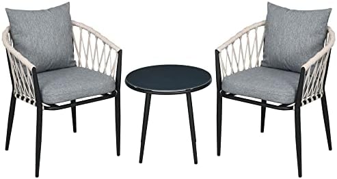 Ensemble Jardin Outsunny 3 Pièces - 2 Fauteuils + Table Ronde, Acier Textilène Vert