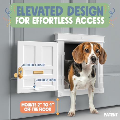 Beacon Hill Porta interna para gatos branca com detalhes dourados – Porta interna durável para gatos