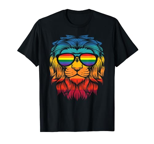 Pride Lion mit Sonnenbrille Retro Furry Graphic T-Shirt