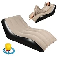 LOMUG Aufblasbares Sofa Aufblasbar Liege Aufblasbar Luftbett mit Luftpumpe, Aufblasbare Couch Camping Sofa mit Beflockter Oberfläche Bequemes Luftsofa für Drinnen Draußen Zuhause Camping Picknick