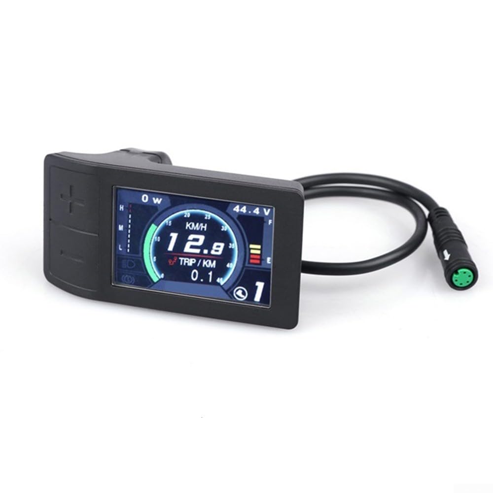 Zilimontt Display LCD a colori per bici elettrica 500C | Velocità e chilometraggio | Indicatore di batteria e alimentazione | Nero