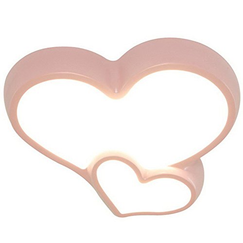 OOVOV36W LED Heart Kid's Room Ceiling Light Romantic Cute Child Bedroom Ceiling Lamps Baby Room Ceiling Lamp (Pink)