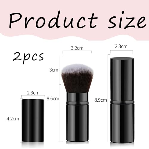 Chenyoyangfen 2 Pieces Retractable Brush,Brush with Cover,for Apply Blush,Makeup setting class retractable makeup brush blusher brush,travel make up brushes makeup brush large makeup brush - Image 3