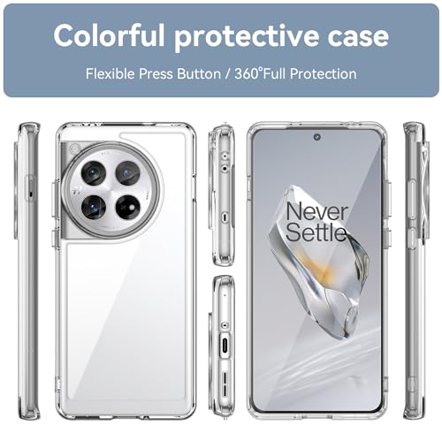 Image of IQShield Evoclear Back Cover Case Shock-Proof Screen Protector For OnePlus 12 Shockproof Bumper Protective Covers Cases, Anti-Scratch Hard PC, For Women, Men - Clear