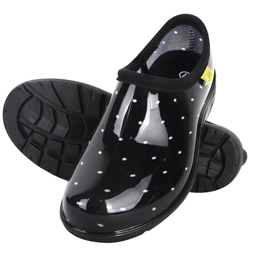 Kprm Flat Garden Shoes for Women Waterproof Slip-On Womens Rubber Rain Shoes Gardening Clogs with...