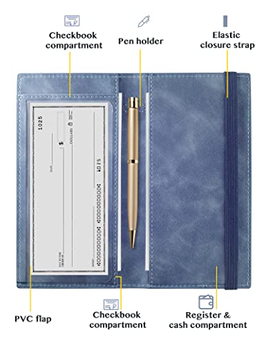 Image of Zreal Checkbook Cover for Men & Women Snakeskin Pattern, Jean Blue, 7.0 x 3.5 x 0.35 inches, Minimalist
