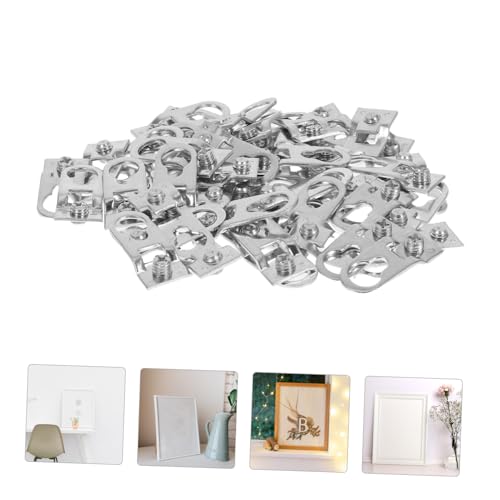 Image of Mikikit 50pcs Aluminum Alloy Picture Frame Hooks Durable Lightweight Easy to Install Hardware Accessories for Stable Hanging of Frames Posters and Mirrors