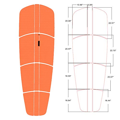 Abahub 12 Piece Surf Sup Deck Traction Pad Premium Eva With Tail Kicker 3M Adhesive For Paddleboard Longboard Surfboard Orange #TOP1