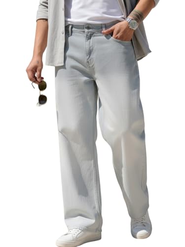 Image of Urbano Plus Men's Loose Baggy Fit Heavy Washed Faded Denim Jeans Non-Stretchable