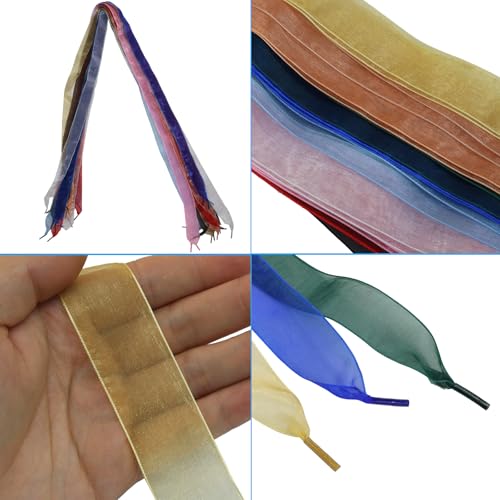 Zorfeter 10 Pairs Fashion Shoe Laces 2.5 CM Wide, Soft Silk Satin Shoelaces Colorful Shoestrings, Casual Flat Shoestrings for Women Girls/Lady Sneaker(10 Colors, 47.24” Length)4
