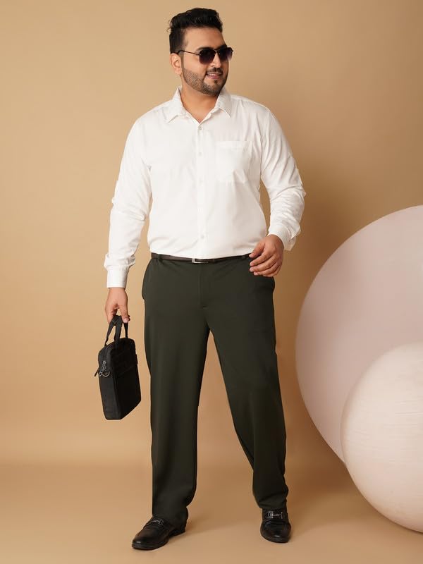 Image of OOMPH! Luxury Lycra Stretchable Formal Pants for Men | Stylish Slim Fit Men's Wear Trousers for Office or Party | Mens Fashion Dress Trouser Pant