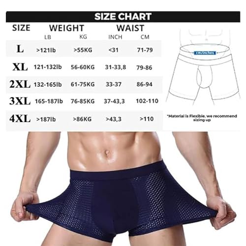2024 Bamboo Fibre Boxer Shorts 4pcs - Breathable Quick-Drying Sports Flat Pants for Men (Color : 4pcs, Size : 3X-Large)4