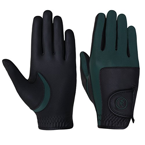 Riders Trend 10060259 - Guantes de equitación para niña, Niñas, Color Noir/Vert Chasseur, tamaño Extra-Large Cover