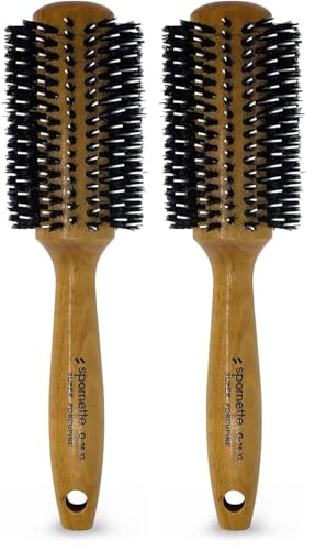 Spornette Boar Bristle Hair Brush for Women - Porcupine 2.75 Inch Brush with German Boar and Nylon Bristles for Detangling, Straightening & Smoothing - For All Hair Types (Pack of 2)