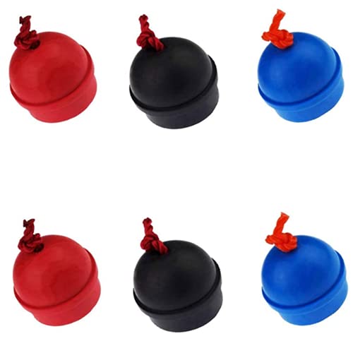 powe Qiang 6 Pack Rubber Pool Table Billiard Cue Chalk Holders with Cord,Billiards Pool Table Rubber Chalk Holder,cue Tips Chalk Holder(3 Colors)