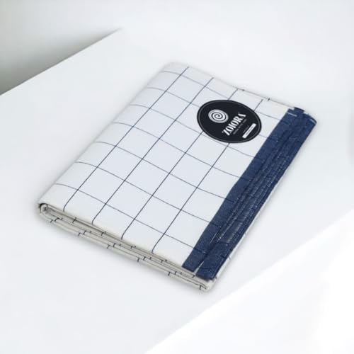 Image of Pure Cotton Lungi for Men, Premium Ethnicwear for Men | Blue Checkered Lungi | Hem Stitched Premium Single Dhoti | 100% Cotton Mundu (1.90 x 1.28 Meters)