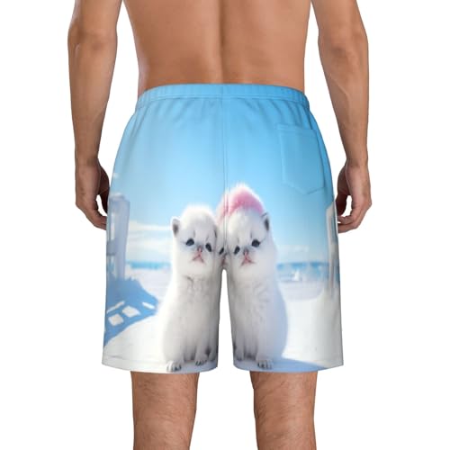 The White Little Dog in The Snow Men's Beach Pants-Quick-Dry & Comfortable Mens Beach Shorts for Men, Perfect for Surfing and Everyday Wear3