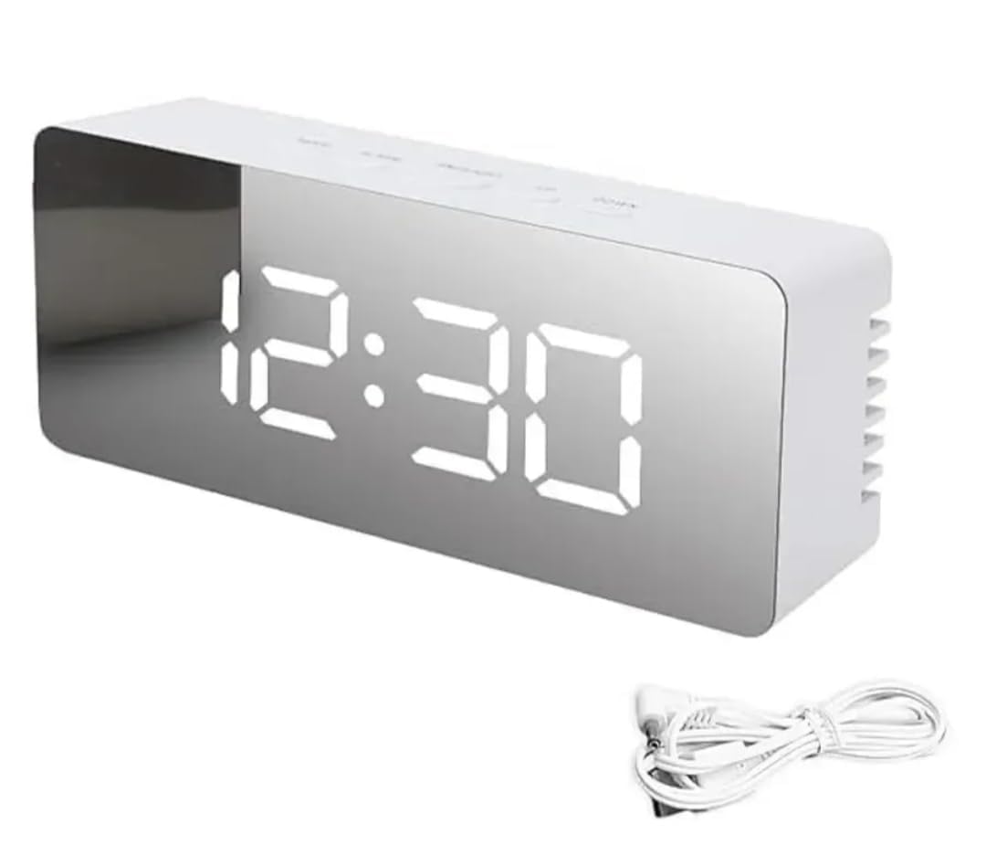 digital led mirror alarm clock for heavy sleep table clock for study table aesthetic smart clocks time piece with loud alarm clock for students home office bedroom bedside watch