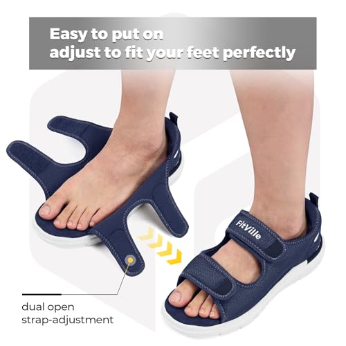 Image of FitVille Diabetic Sandals for Men Wide Width with Arch Support, Men Diabetic Sandals Adjustable
