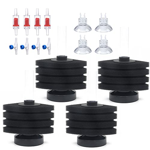 Alegi 4Pcs Small Aquarium Bio Sponge Filter With Suction Cups, Check Valves For 5 Gal, 10 Gal, 20 Gal Breeding Fry Betta Shrimp Fish Tank (Up To 10 Gallon 4 Pcs (Fanshaped)) #TOP8