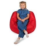 Big Joe Classic Bean Bag Chair for Kids Bedroom and Reading Nook, Easy-Clean Red, Durable Nylon Polyester Blend, 2 feet Refillable