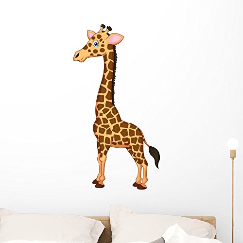 Cute Giraffe Cartoon Wall Decal Wallmonkeys Peel and Stick Graphic (36 in H x 19 in W) WM320237
