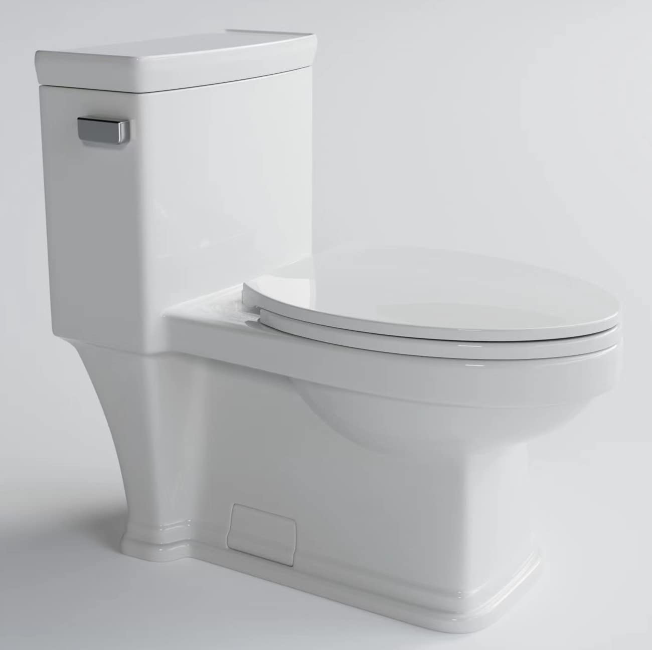Elongated One Piece Toilet with Soft Close Seat,Bathroom Toilet Bowl in White