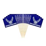 JAVD 100 Pcs US Air Force Wings Cake Topper Flag, Small Mini United States Military Air Force Wings...