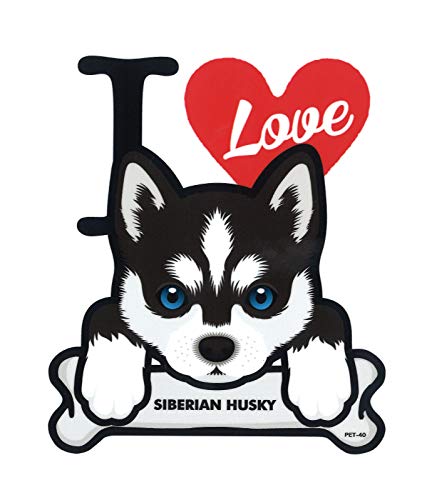 ゼネラルステッカー I LOVE DOG SIBERIAN HUSKY シベリアン・ハスキー ビニールステッカー 1枚入り PET-040