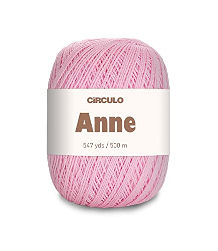 Image of CIRCULO Anne Yarn for Crocheting & Knitting, 100% Mercerized Brazilian Virgin Cotton, Soft Fingering Weight, 547 Yds, 5.19 Oz - Color 3526 Candy Rose